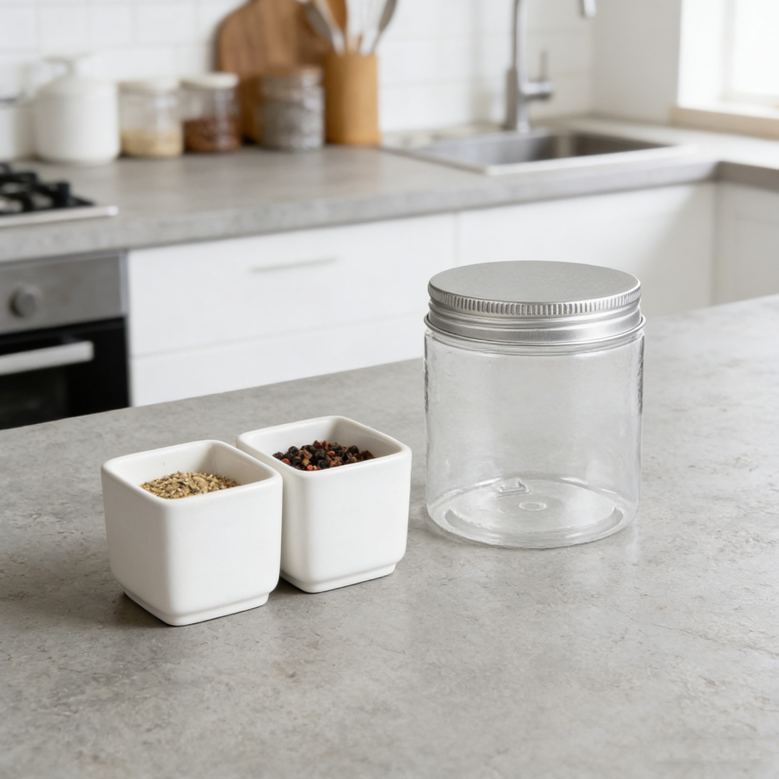 Food Storage Jars Plastic - 12Pcs Clear Small Mason Jars with