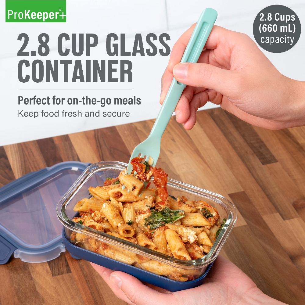 Food Storage Prep Containers - 2.8 Cup Glass Food Storage Container