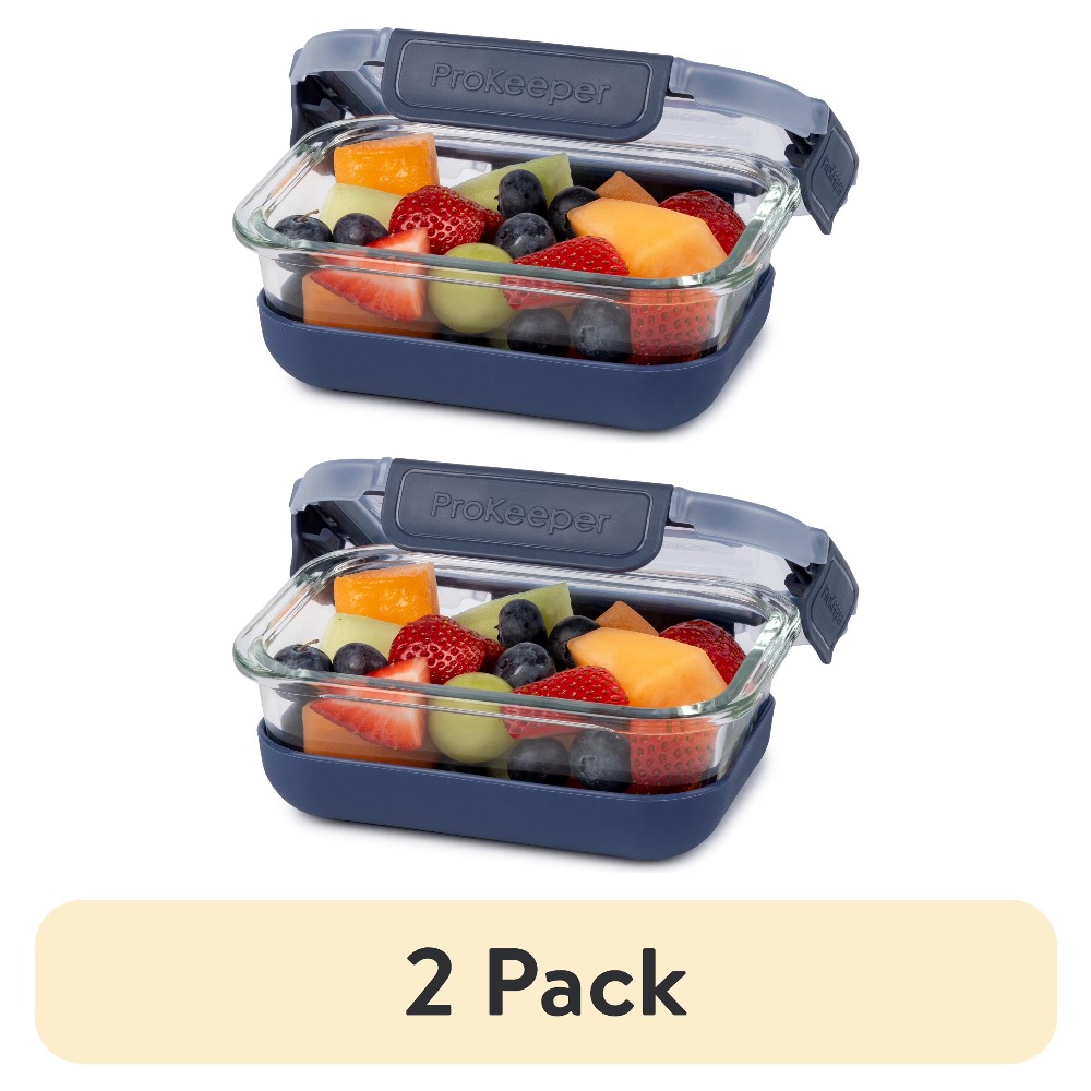 Food Storage Prep Containers - 2 Pack 1.6 Cup Glass Food