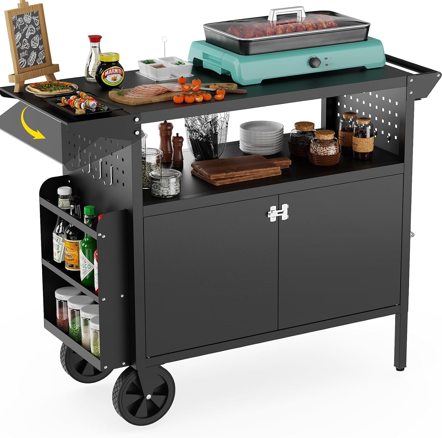 Food Storage And Preservation - Outdoor Grill Cart Table With Storage
