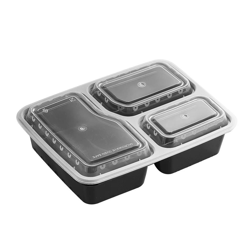 Food Storage Prep Containers - 7 Pack 3 Compartment Meal Prep