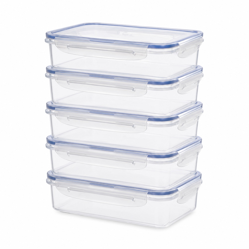 Food Storage Prep Containers - 5 Pcs Clear Plastic Food Storage