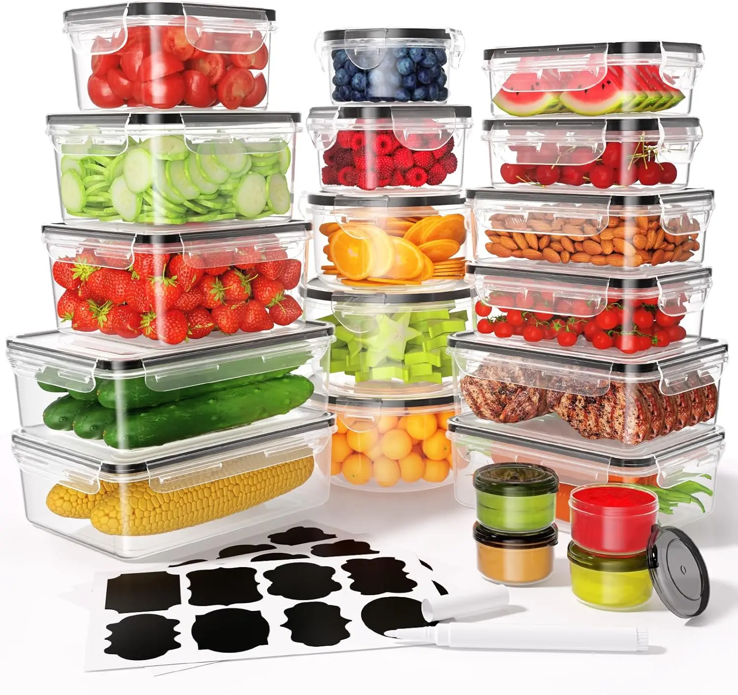 Food Storage Set Glass - 40 PCS Food Storage Containers with