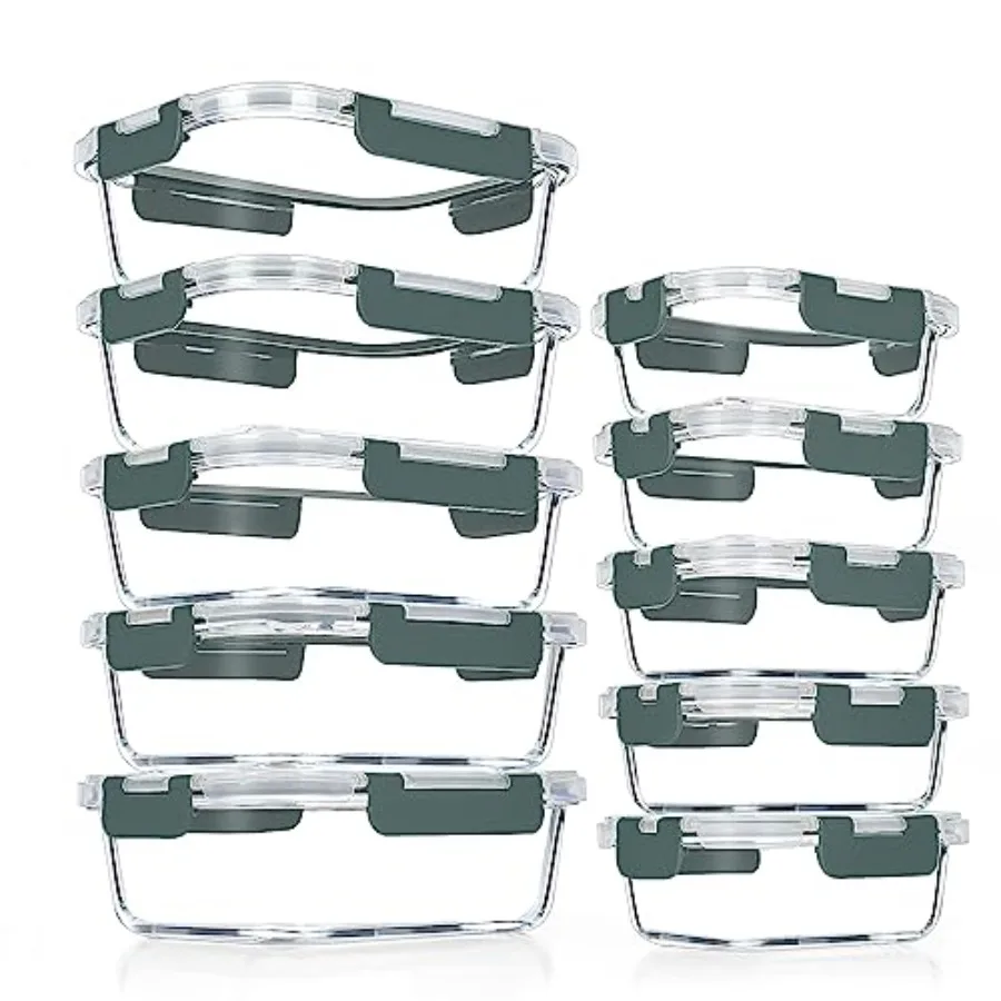 Food Storage Prep Containers - 10 Pack Glass Meal Prep Containers,