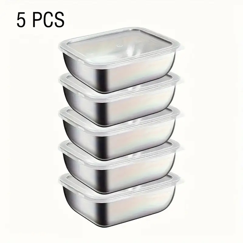 Food Storage Prep Containers - 5-Piece Stainless Steel Food Storage Containers,