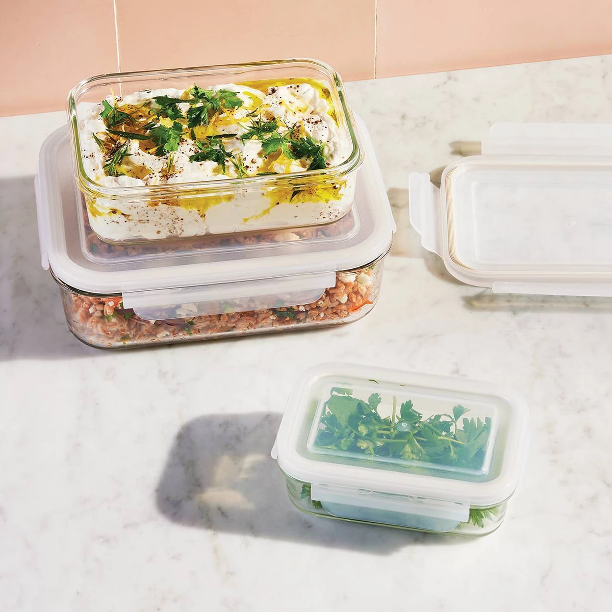 Food Storage Set Glass - 6pc (Set of 3) Glass Food