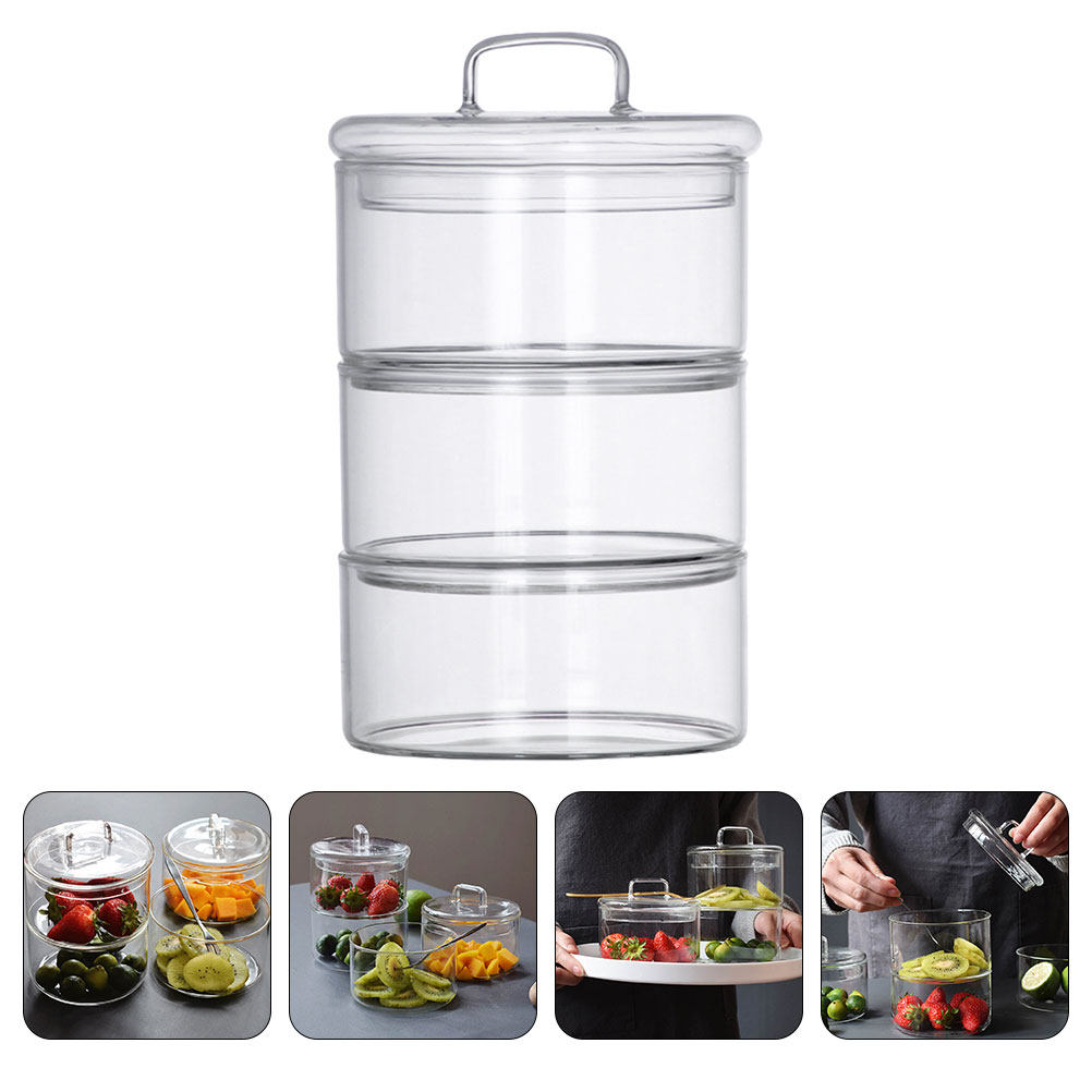 Food Storage Jar Glass - 1Set Clear Glass Storage Bowl Salad