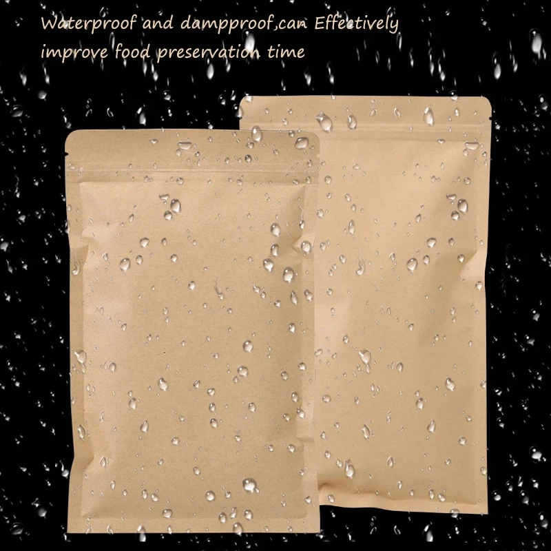 Food Storage Usa - 100PCS Brown Kraft Paper Zipper Lock