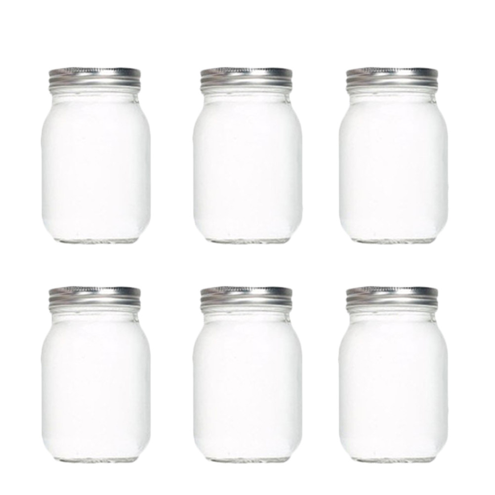Food Storage Jars Airtight - 6Pcs Transparent Round Glass Jars with