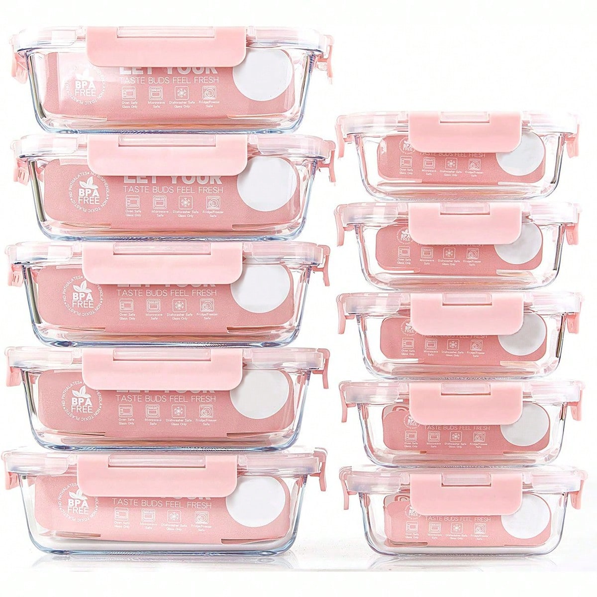 Food Storage Prep Containers - 10 Pack Glass Meal Prep Containers,