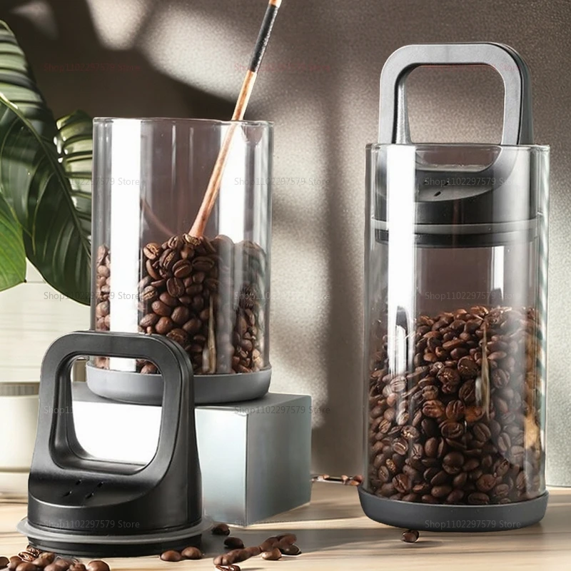 Food Storage Set Glass - Coffee Beans Vacuum Sealed Tank Transparent