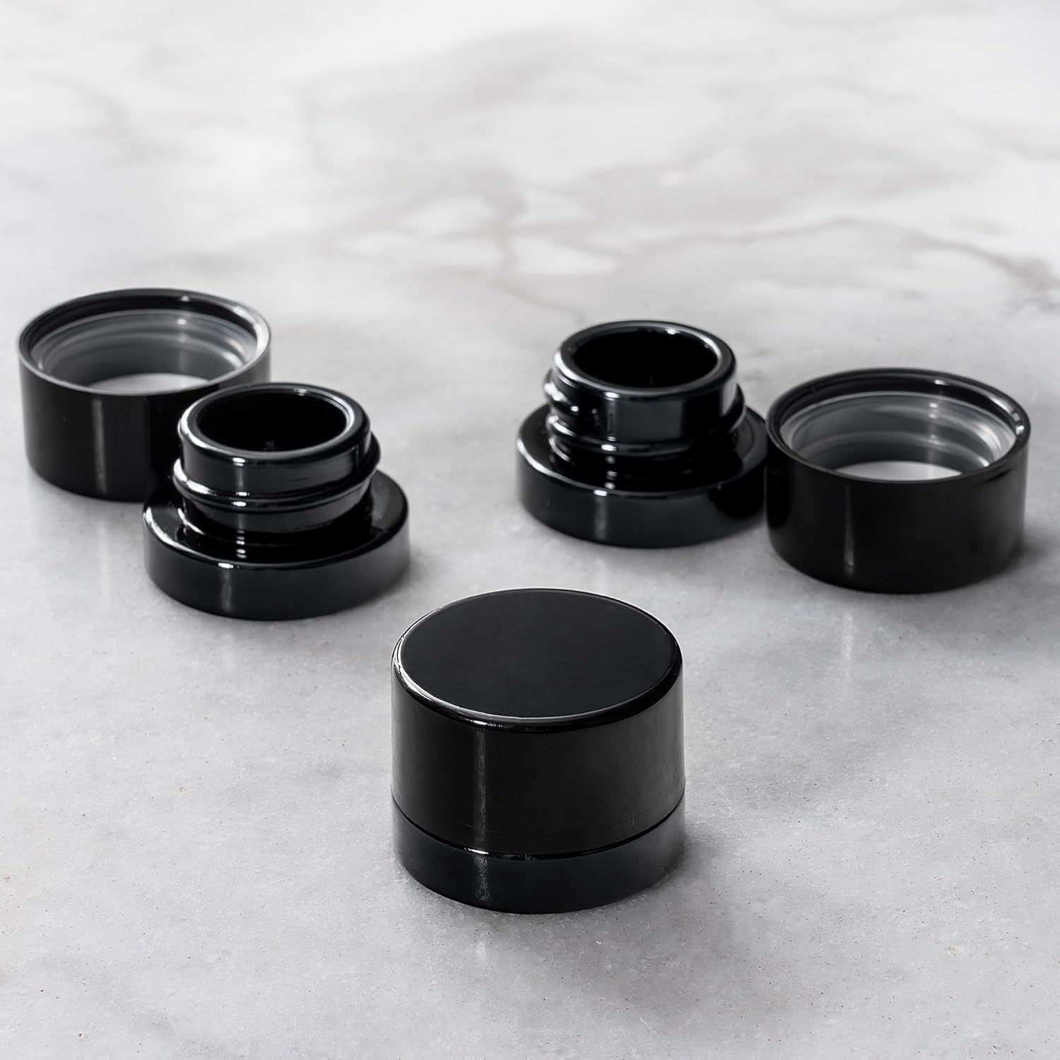 Food Storage Set Glass - 5ml Thick Black Glass Jars with