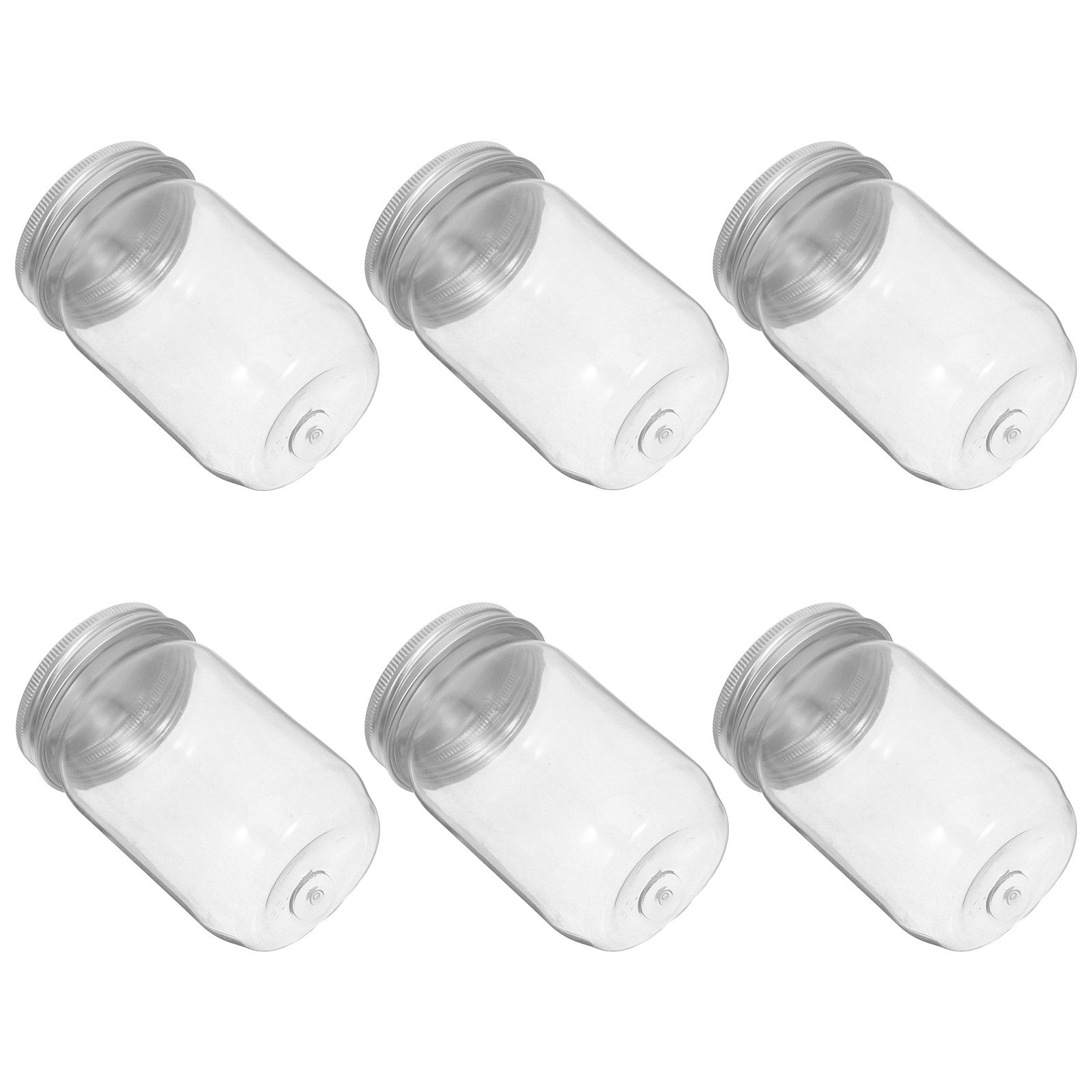 Food Storage Jars Airtight - 6Pcs Clear Plastic Mason Jars with