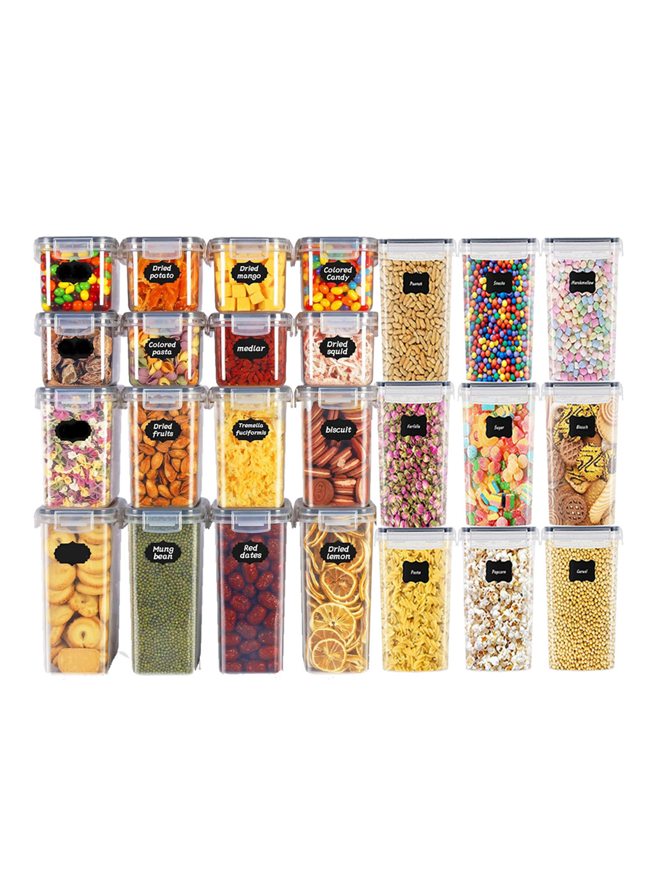 Food Storage Jars Airtight - 48pcs, Sealed Food Storage Containers with