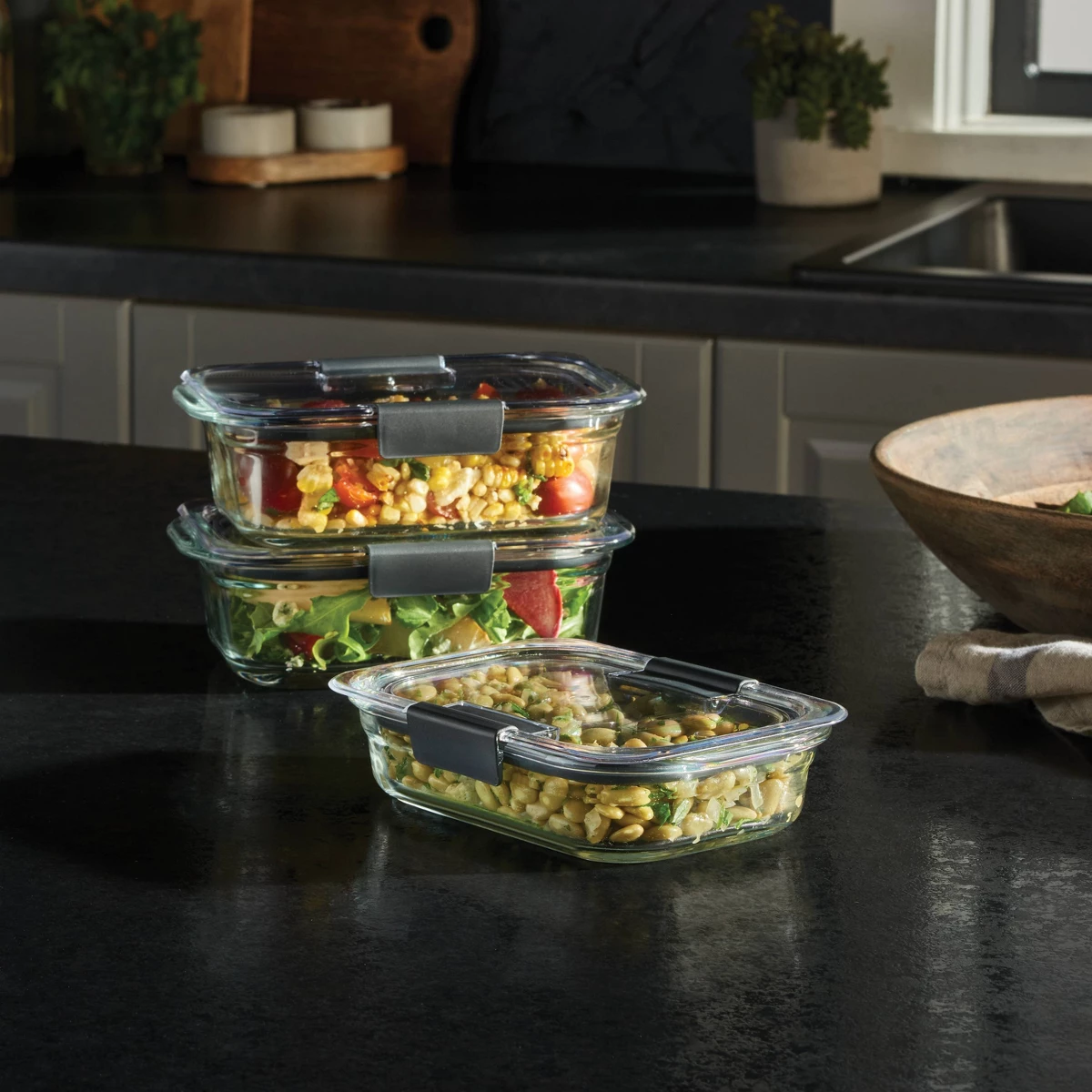 Food Storage Prep Containers - Rubbermaid 6pc (set of 3) Brilliance