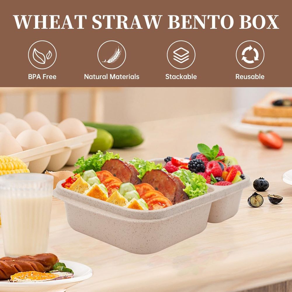 4 Pack Bento Lunch Box, 2 Comp - огляд і ціна Food Storage Prep Containers