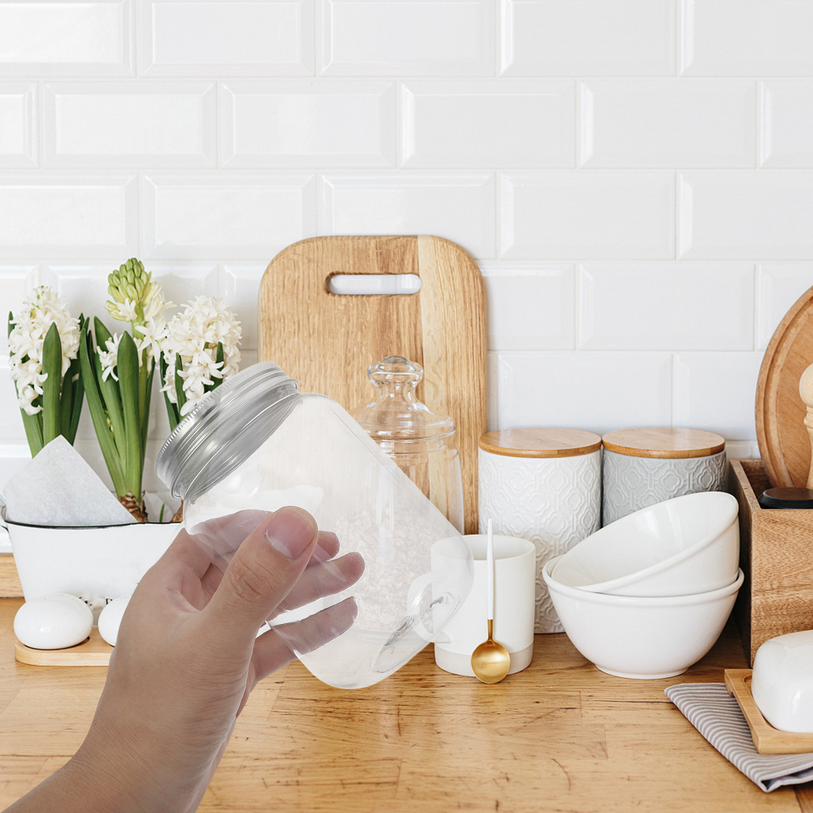 4Pcs Clear Plastic Jars with A - огляд і ціна Food Storage Jars Airtight