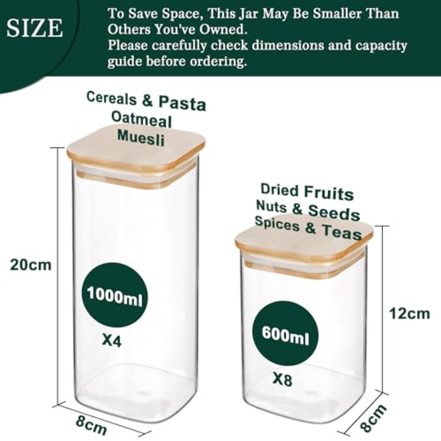 12-Pack Square Glass Storage J - огляд і ціна Food Storage Jar Glass