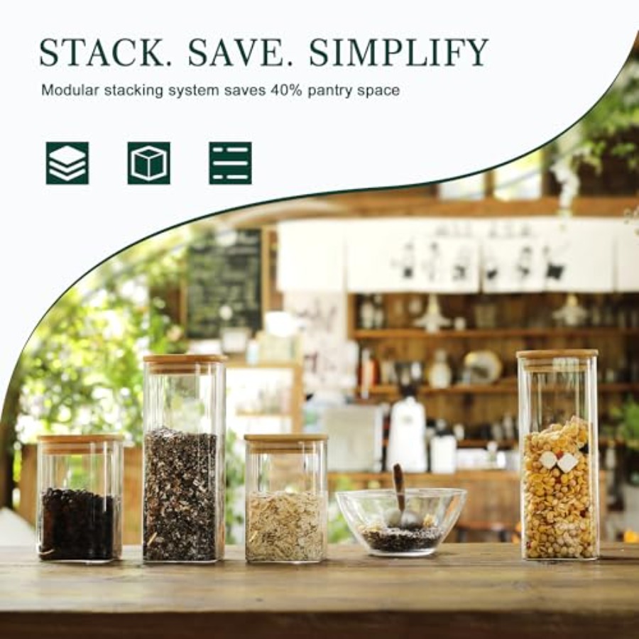 12-Pack Square Glass Storage J - огляд і ціна Food Storage Jar Glass