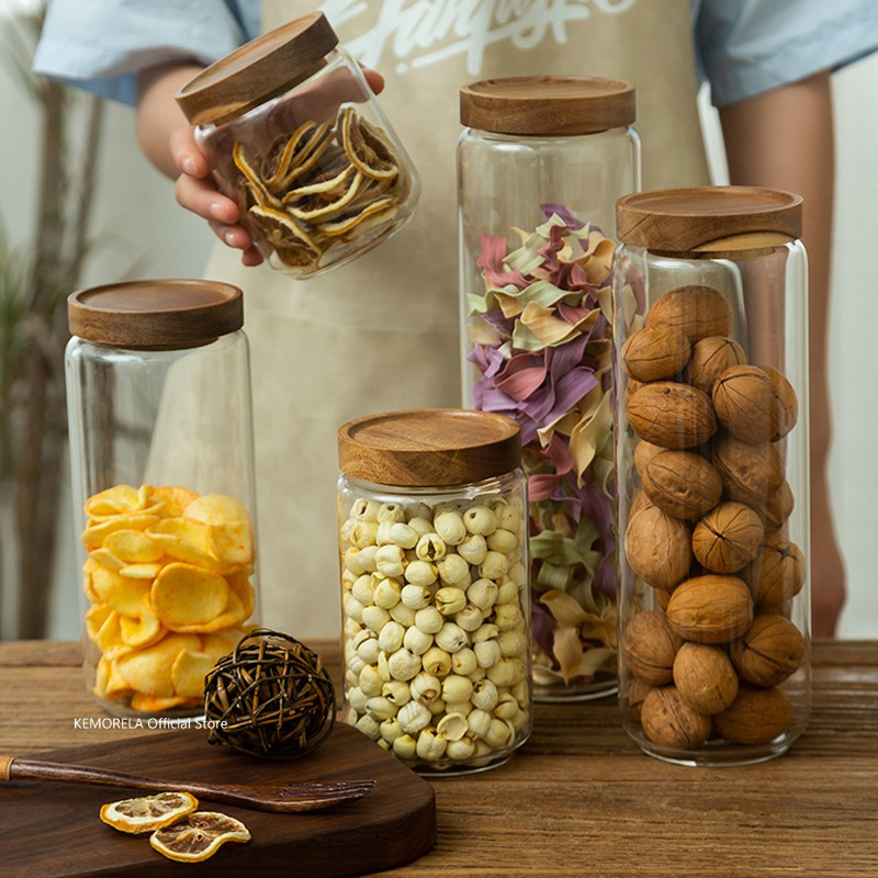 Wood Lid Glass Airtight Canist - огляд і ціна Food Storage Jar Glass