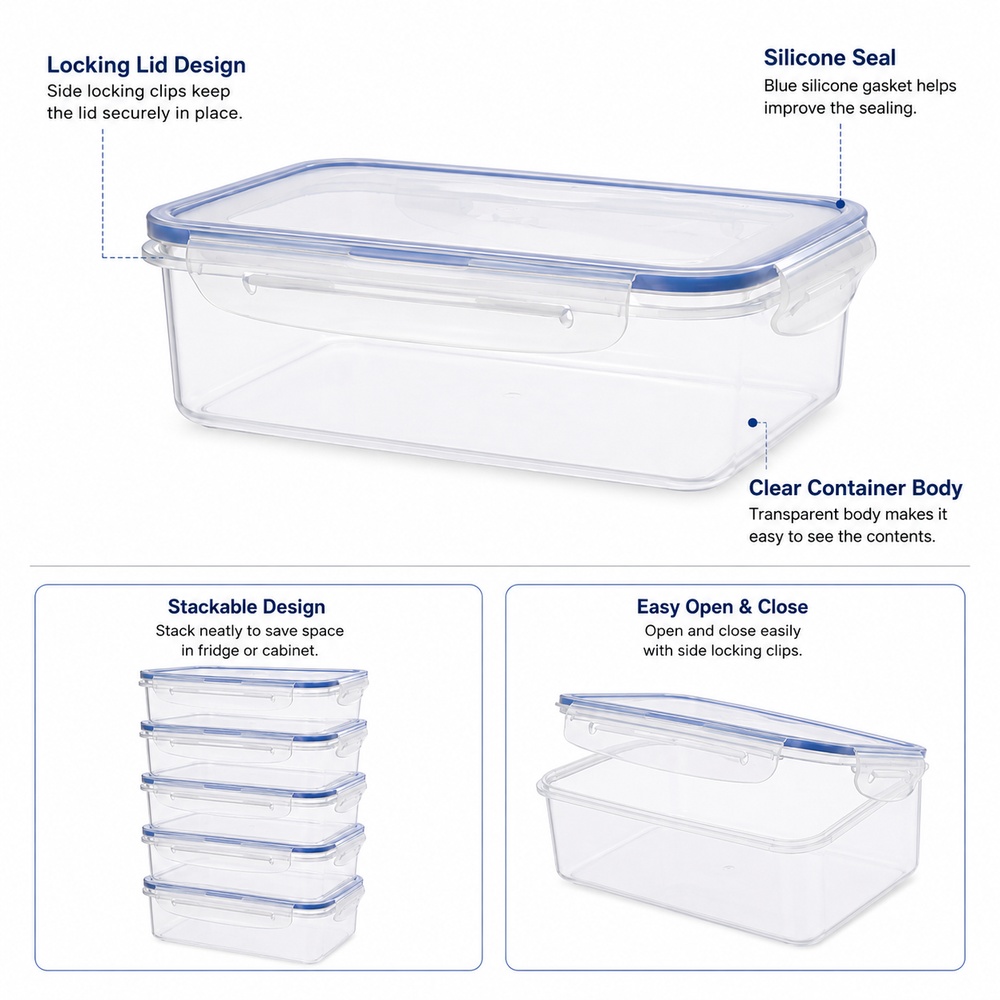 5 Pcs Clear Plastic Food Stora - огляд і ціна Food Storage Prep Containers