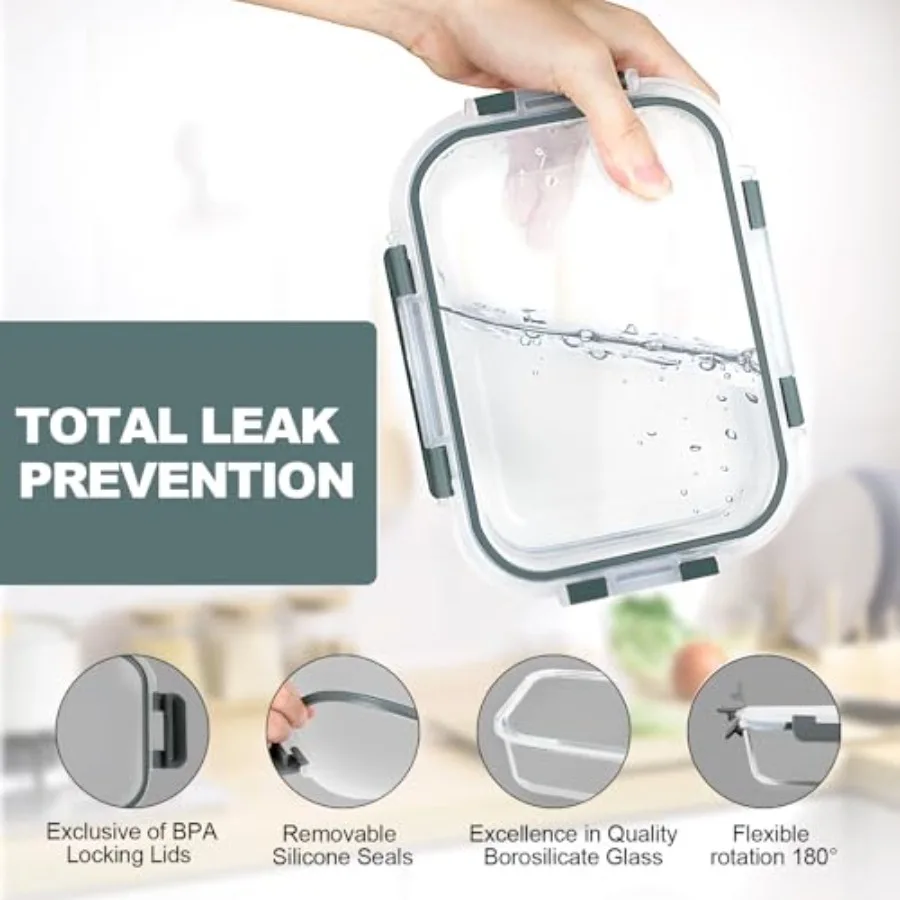 10 Pack Glass Meal Prep Contai - огляд і ціна Food Storage Prep Containers