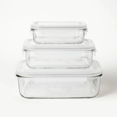 6pc (Set of 3) Glass Food Stor - огляд і ціна Food Storage Set Glass