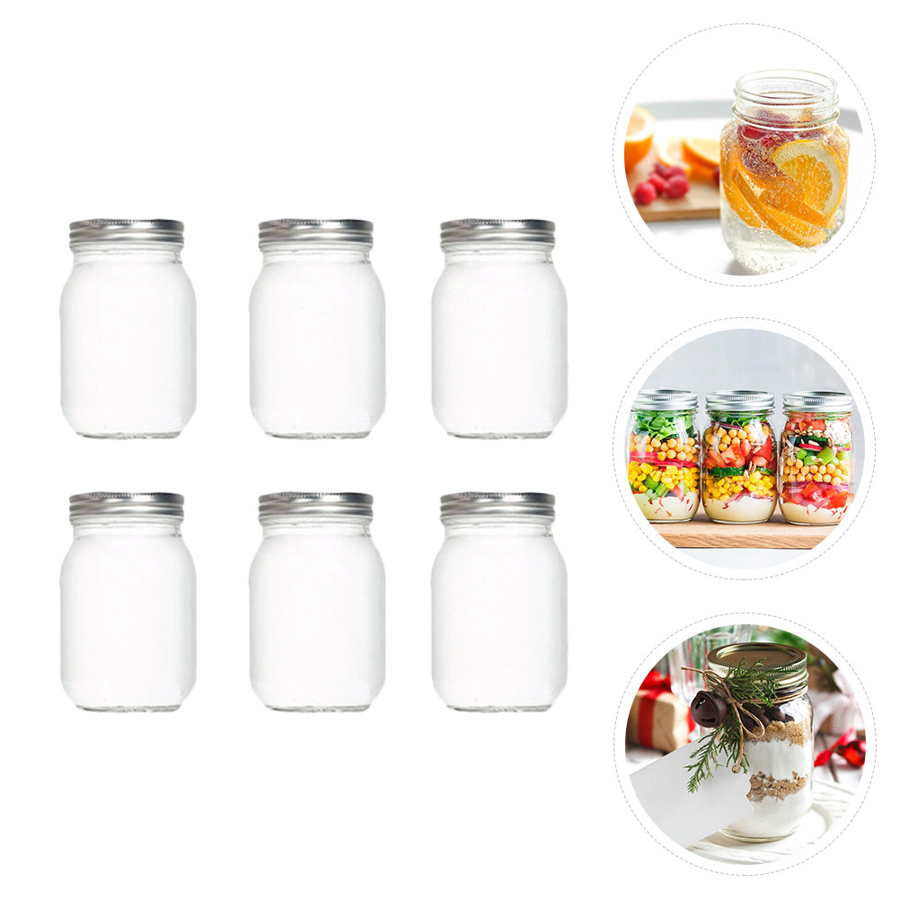 6Pcs Transparent Round Glass J - огляд і ціна Food Storage Jars Airtight