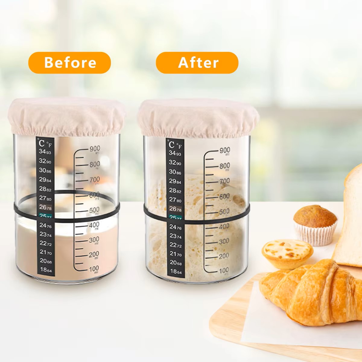 1500/900ml Sourdough Starter J - огляд і ціна Food Storage Set Glass
