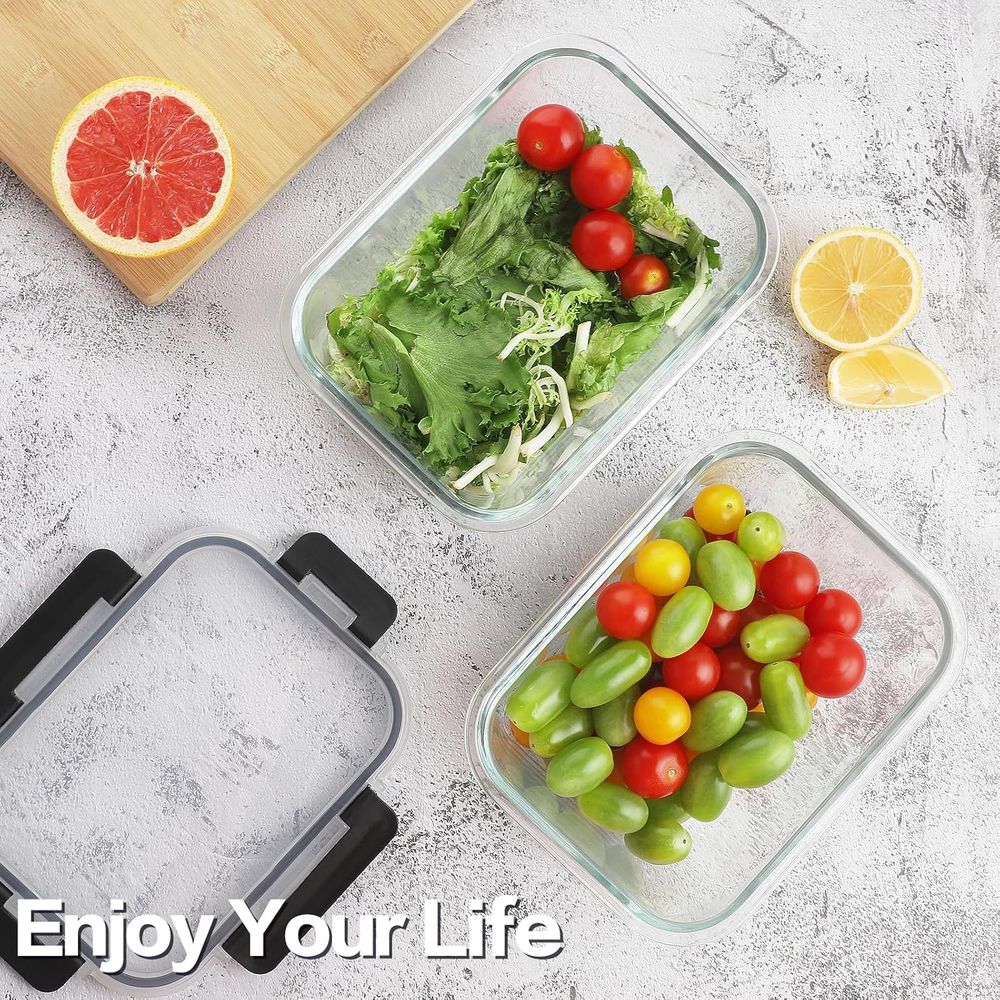 4-Piece 63oz Glass Food Storag - огляд і ціна Food Storage Prep Containers