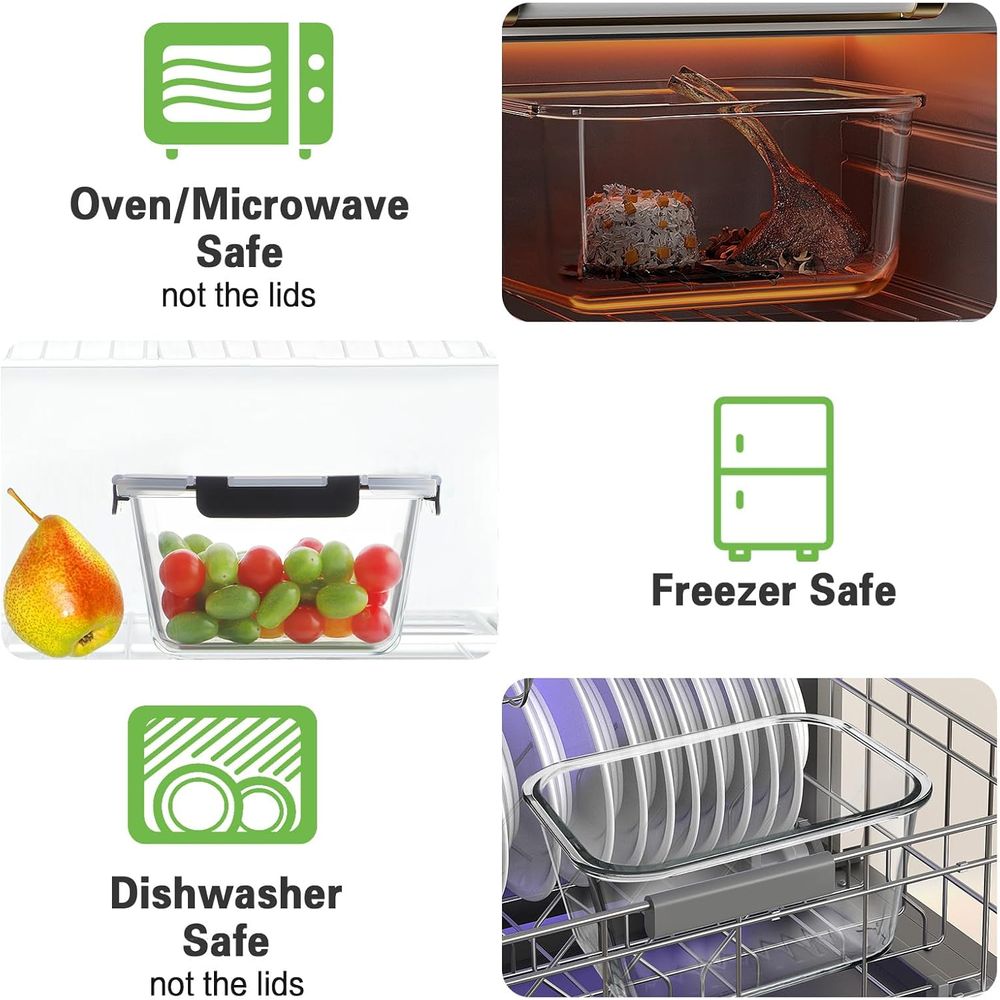 4-Piece 63oz Glass Food Storag - огляд і ціна Food Storage Prep Containers