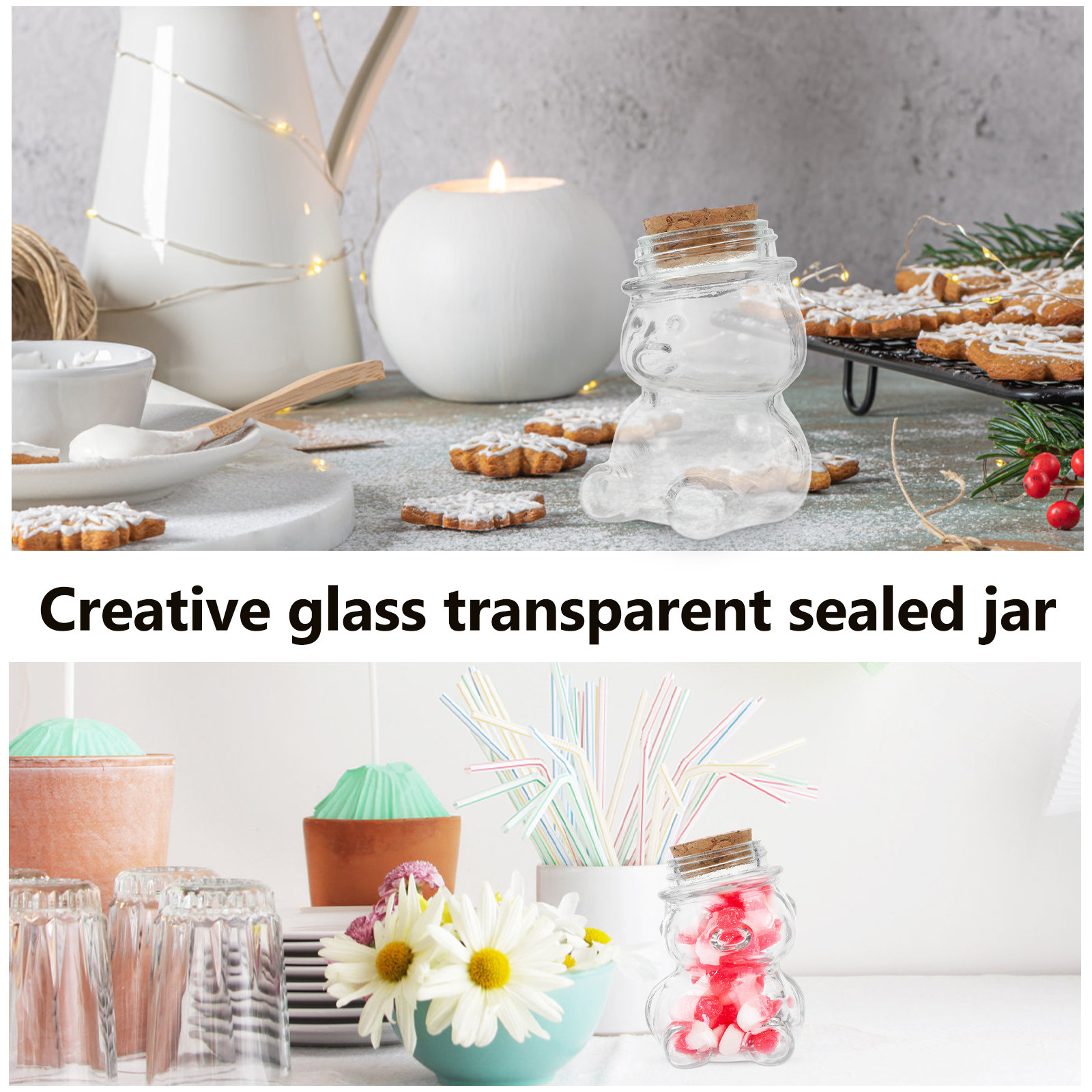 4Pcs Glass Candy Jar Set Trans - огляд і ціна Food Storage Set Glass
